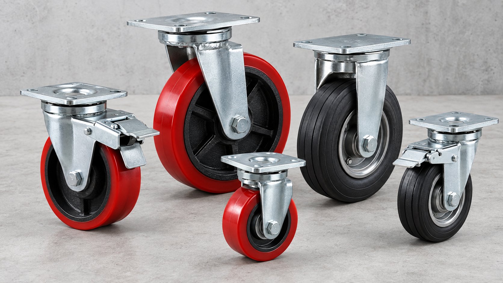 Heavy duty industrial swivel caster wheels and trolley wheels with steel brackets
